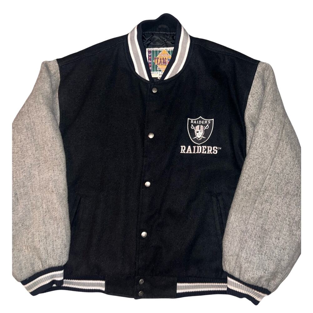 Vintage Oakland Raiders Varsity Wool Spellout Logo Athletic coat Men XL NFL